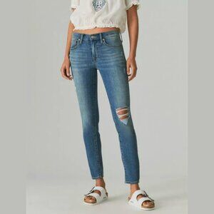 EUC Lucky Brand Mid Rise Super Skinny Ava Destruct Distressed Jeans 26" Inseam